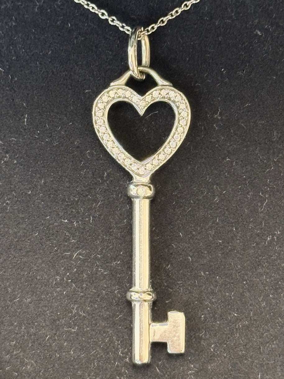 Tiffany & Co. Keys Herz Schlüssel großer Anhänger Weißgold + Orig. Kette