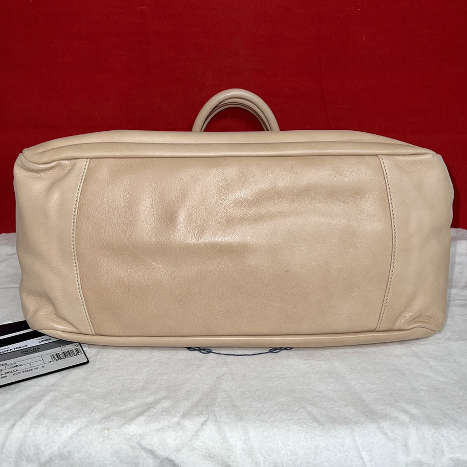 Prada Damen Handtasche Shopper Tote Bag BN1689 Nappa Nappa Frills Cipria Beige