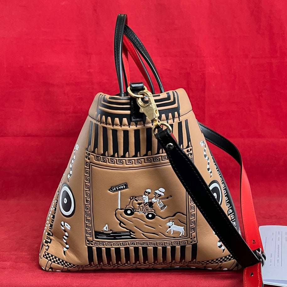 Christian Louboutin Greekaba Tote Trapeze Umhängetasche Leder Braun/Schwarz