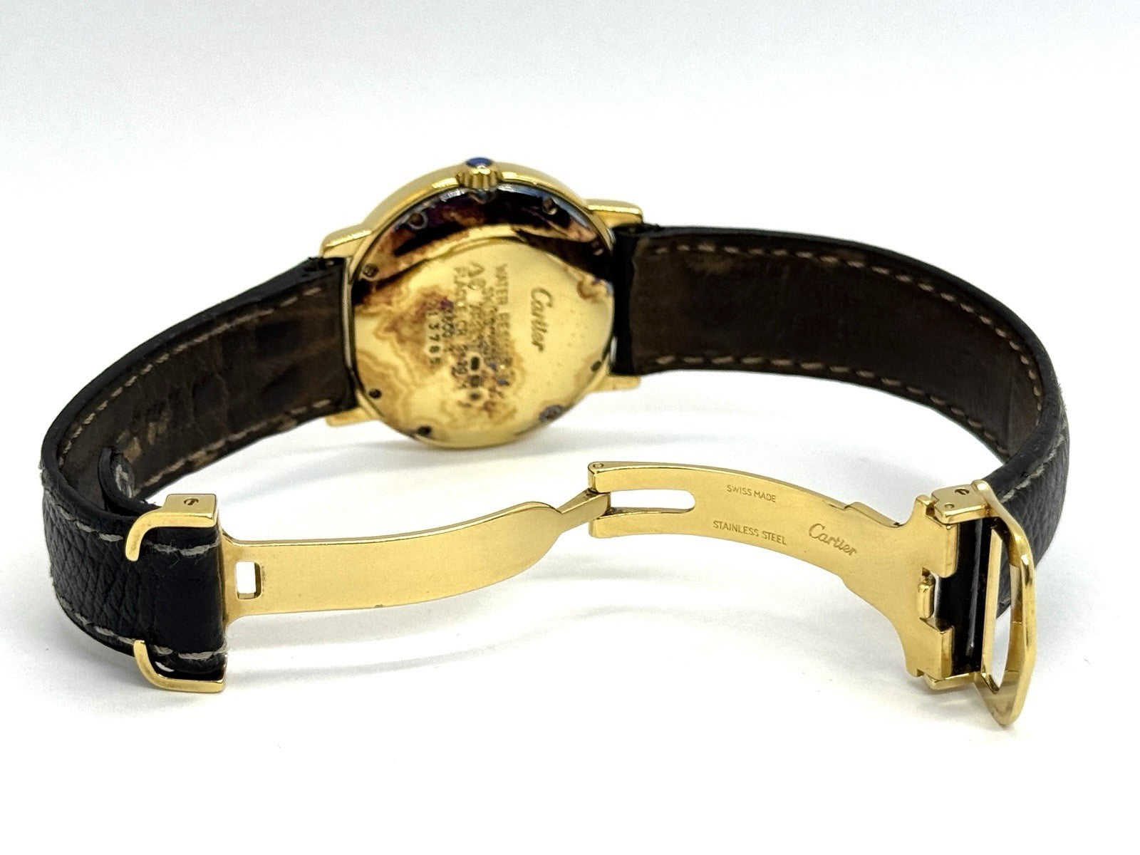 Cartier Ronde Medium 32mm Ref. 18001 Quarz Damenuhr Edelstahl Goldplattiert