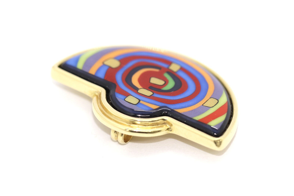 Frey Wille Anhänger Hundertwasser „Spirals of Life“ 750er 18K Gelbgold & Emaille
