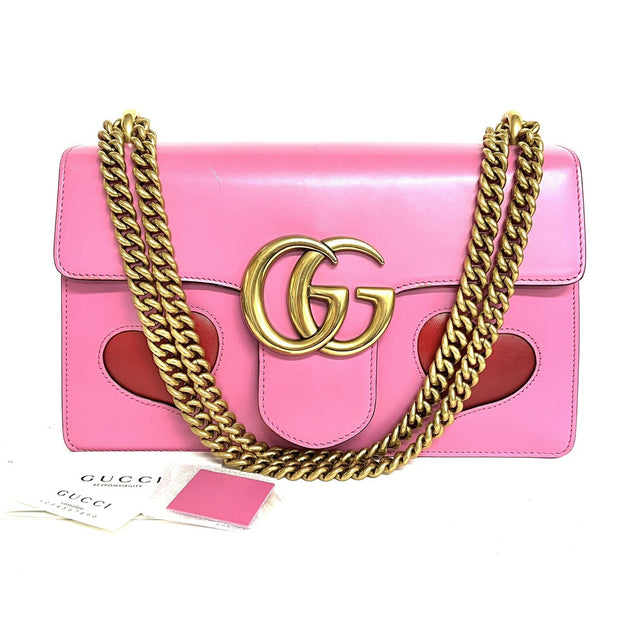 Gucci 431777 GG Marmont Pink Heart Shoulder Bag Schultertasche mit Herz Patch