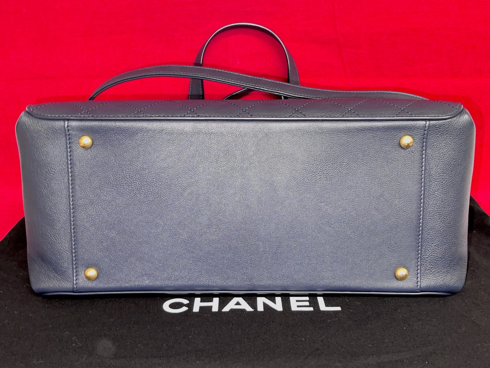 Chanel A93581 Shopping Bag Damen Umhängetasche Shopper Straight Lines Dunkelblau