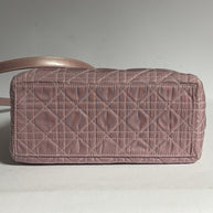 Lady Dior Rose Clear Handle Nylon small Shoulder Bag Rosa kleine Schultertasche