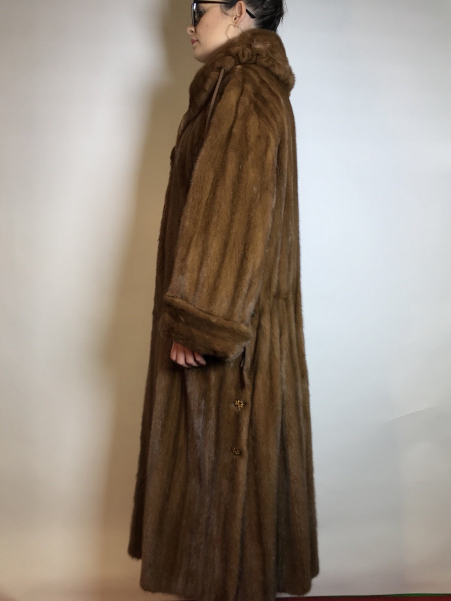 Wunderschöner langer Nerzmantel braun SAGA MINK by ROLF SCHULTE Gr. 42/44 Damen