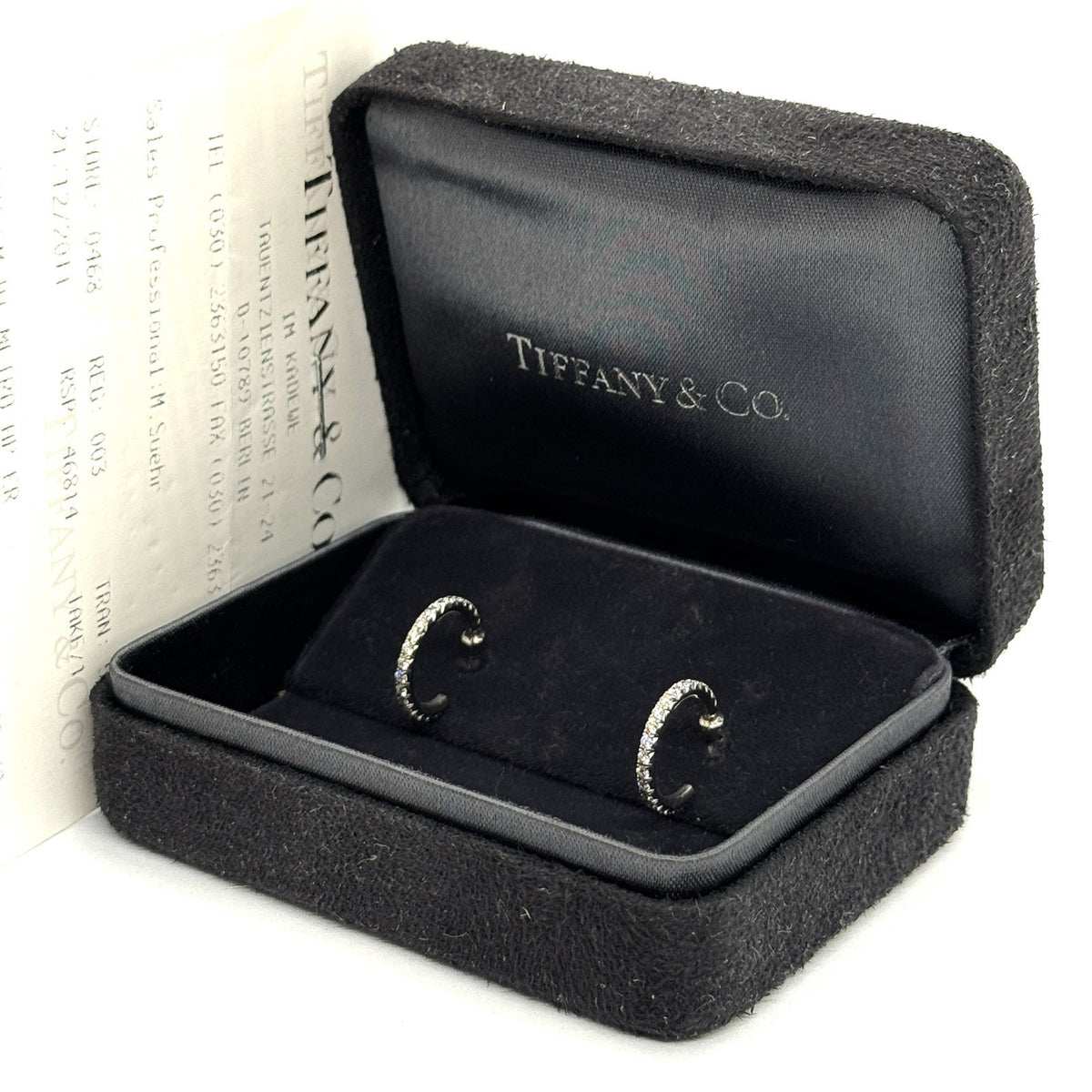 Tiffany & Co. Metro Creolen 750er Weißgold mit Brillanten Ohrringe Ohrstecker