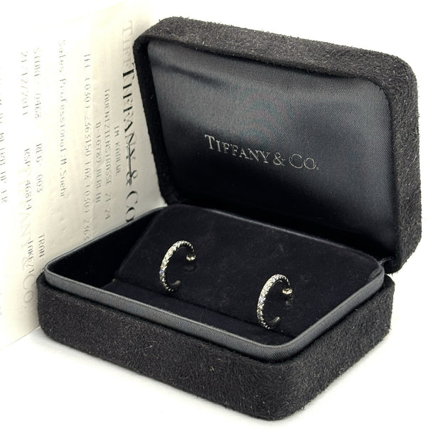 Tiffany & Co. Metro Creolen 750er Weißgold mit Brillanten Ohrringe Ohrstecker