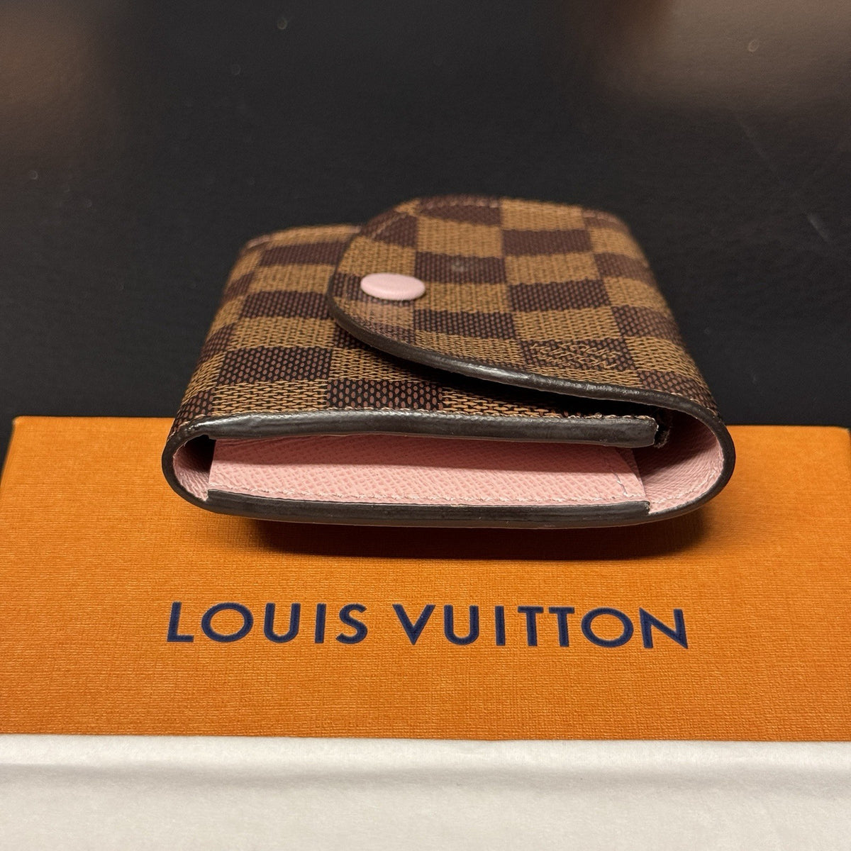 Louis Vuitton Rosalie Coin Geldbörse Portemonnaie Damier Ebene & Rose Ballerine