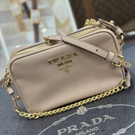 Prada Bandoliera Chain Bag Saffiano Leder Cipria Rosa Puder Umhängetasche 1BH149