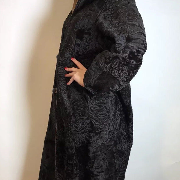 Ausgefallener Breitschwanzpersianer Mantel vom Kürschner Wendemantel 36/38 Damen