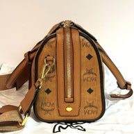 MCM Ella Boston Visetos Speedy Umhängetasche Braun Gold Top Zustand