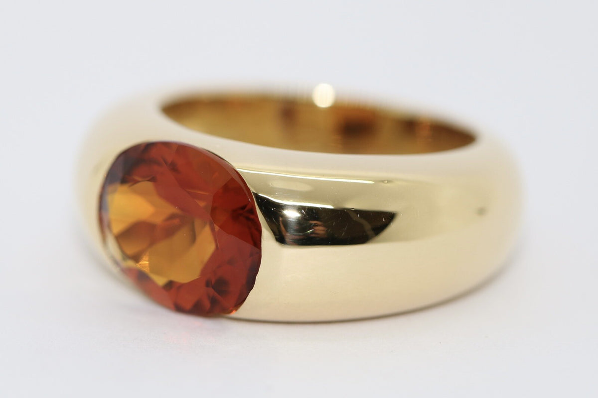 Massiver Wempe Ring mit großem Citrin im Facettenschliff 750er Gelbgold Gr. 51