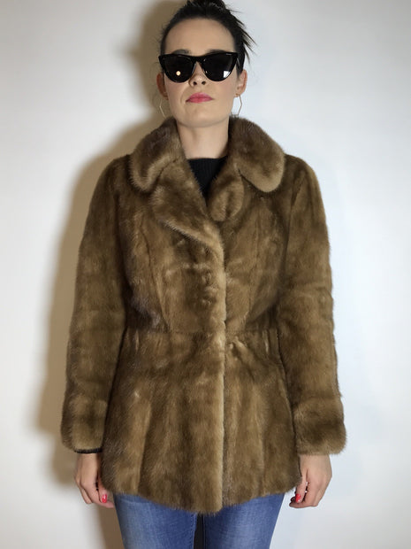 Moderne Nerzjacke hellbraun Sonderanfertigung vom Kürschner Gr. 34/36 Damen