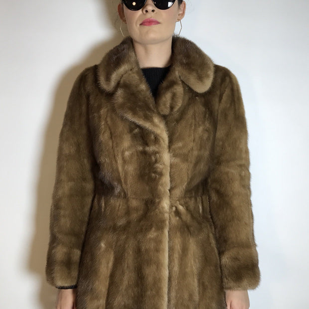 Moderne Nerzjacke hellbraun Sonderanfertigung vom Kürschner Gr. 34/36 Damen