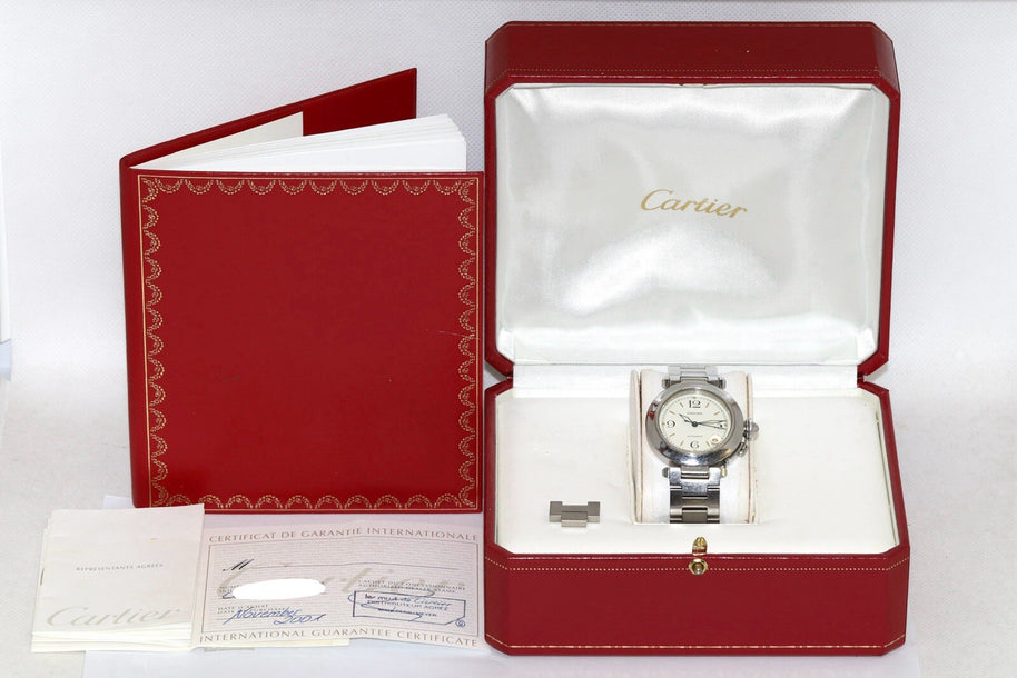 Cartier Pasha Date Automatic Stahl Medium 35mm Luxusuhr Fullset Ref. 2324