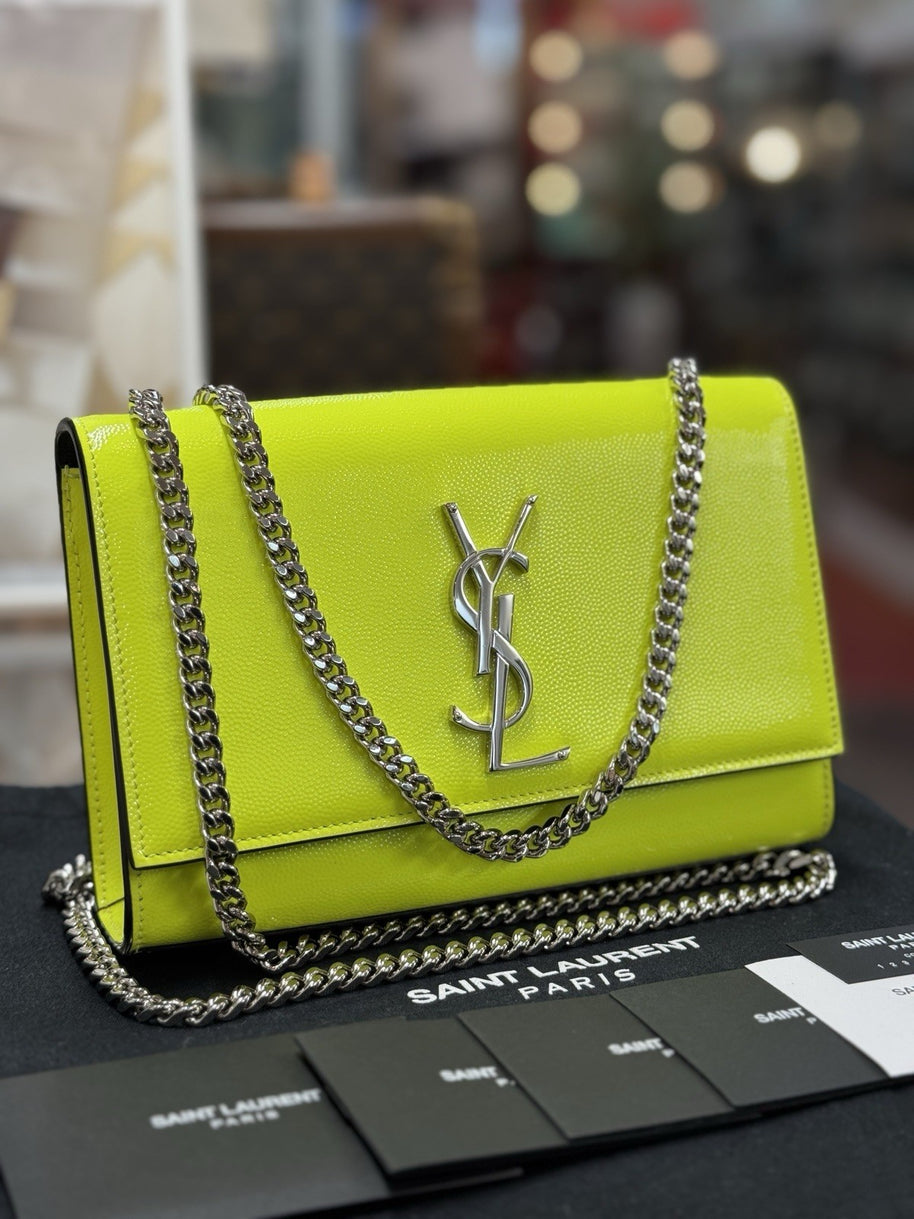 Yves Saint Laurent Kate YSL Summer Edition Neon Gelb Leder Umhängetasche