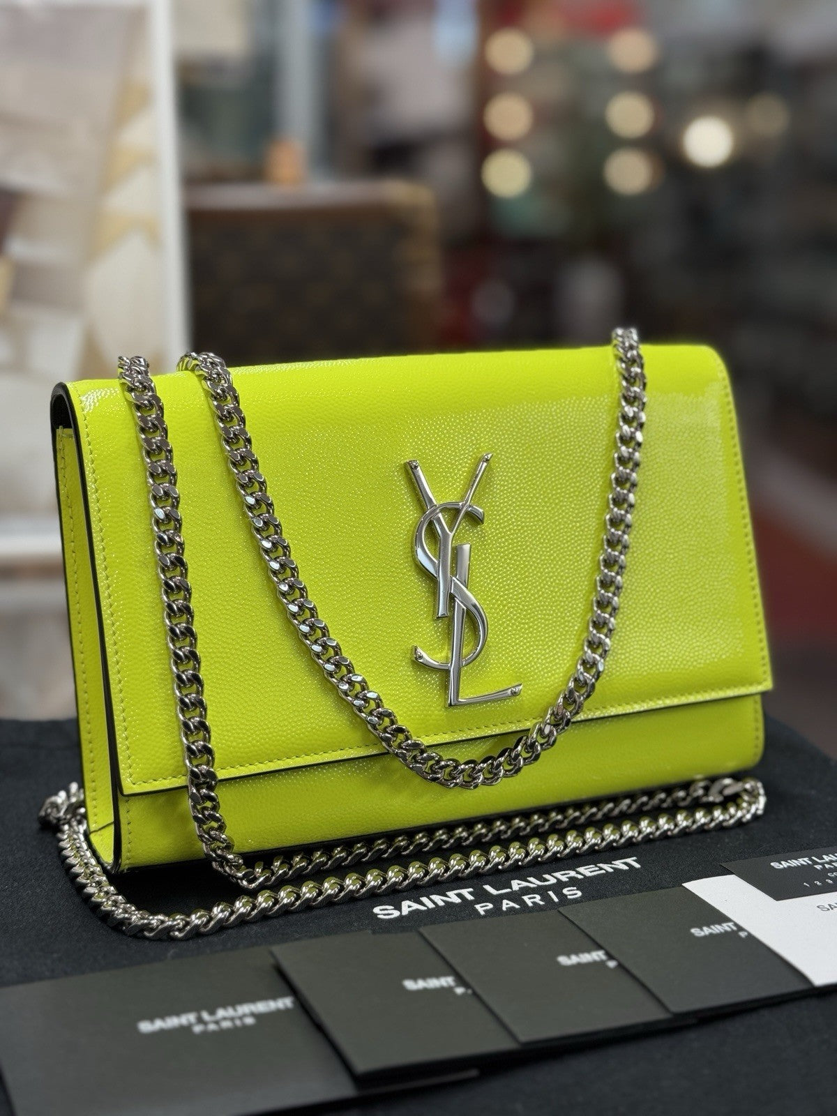 Yves Saint Laurent Kate YSL Summer Edition Neon Gelb Leder Umhängetasche