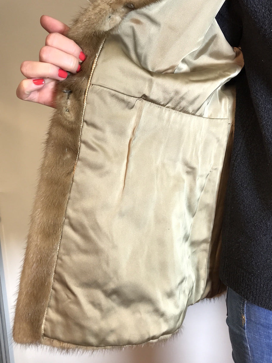 Moderne Nerzjacke hellbraun Sonderanfertigung vom Kürschner Gr. 34/36 Damen