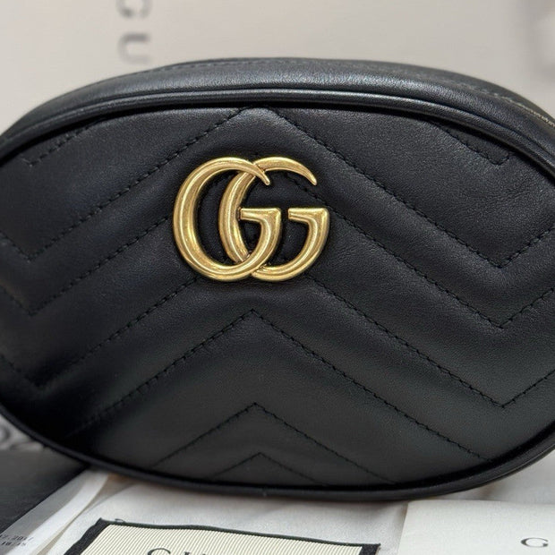 Gucci GG Marmont Gürteltasche Bumbag Leder Schwarz/Gold 476434