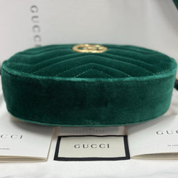Gucci GG Marmont Gürteltasche Bumbag Samt Grün/Gold 476434