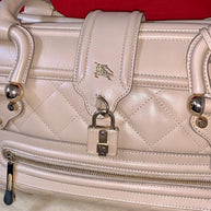 Große Burberry Bowling Bag Montgomery Quilted Leather beige Leder Handtasche