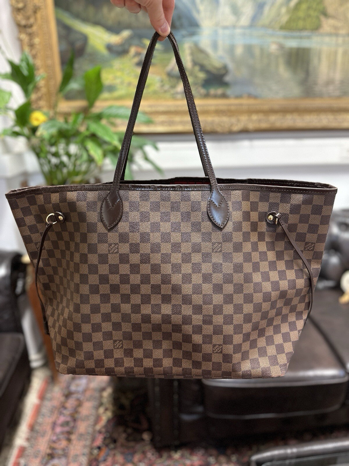 Louis Vuitton Neverfull GM Damier Ebene & Rot 2013 Shopper