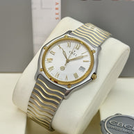 Ebel Wave Classic Herren XL 37mm Stahl/Gold 18K Ref. 1187151 wie NEU