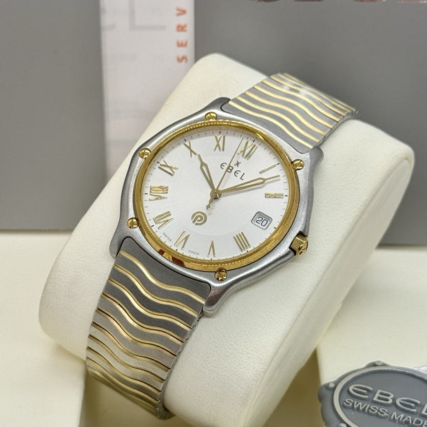 Ebel Wave Classic Herren XL 37mm Stahl/Gold 18K Ref. 1187151 wie NEU