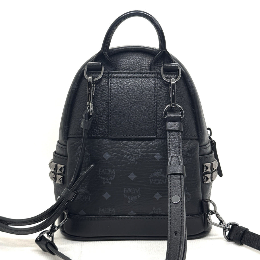 MCM Stark Rucksack Mini Backpack Bebe Boo Schwarz mit seitlichen Nieten