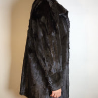 Klassische lange Nerzjacke SAGA MINK dunkelbraun, Gr. 36/38 Damen