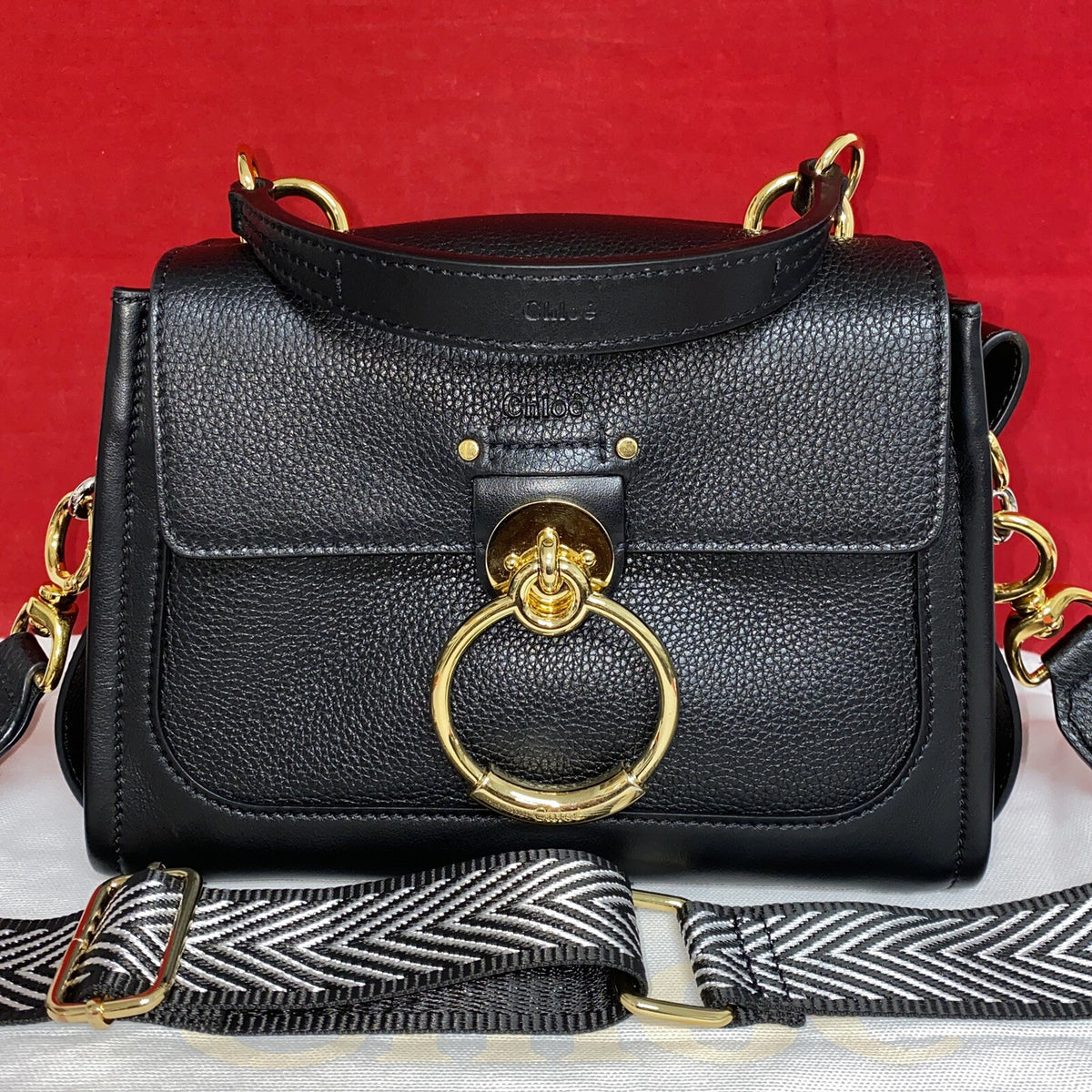 Chloe Tess Day Mini Crossbody Bag Leather Black kleine Umhängetasche Schwarz