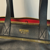 Moschino Rider Shopper XL Tote Bag + Pochette Fantasy Print Black Gold 2023