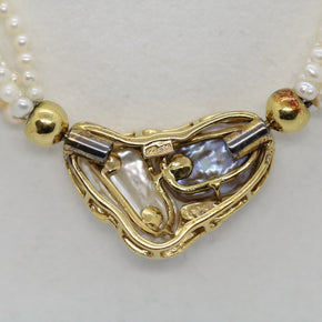 Perlencollier 585er Goldverschluss mit Süßwasserperlen & 11 Brillanten 0,10CT
