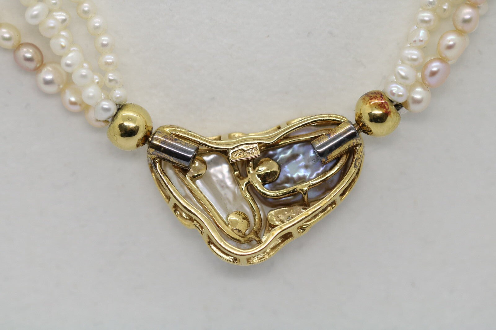 Perlencollier 585er Goldverschluss mit Süßwasserperlen & 11 Brillanten 0,10CT