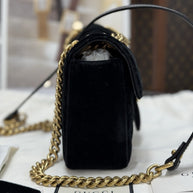 Gucci Kleine GG Marmont Schultertasche Samt Schwarz/Gold 446744