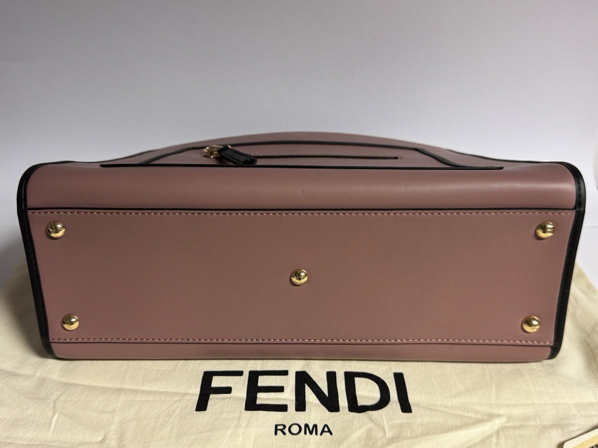 Fendi Runaway Handtasche Medium Bicolor Rose & Schwarz Leder Tote Bag