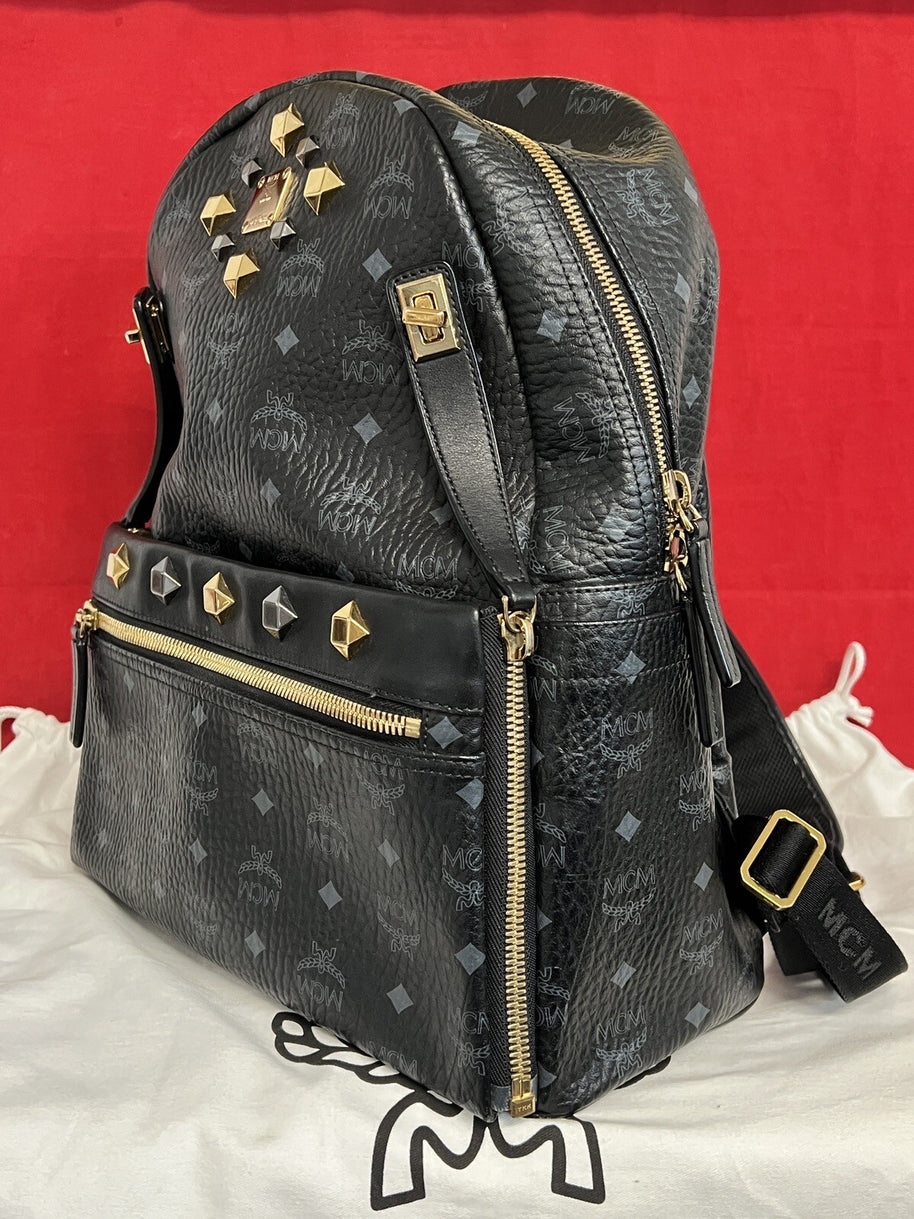 MCM Dual Stark Rucksack Großes Modell Schwarz Gold