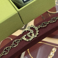 Gucci GG Multicolor Crystal Gemstones Double G Charm Bracelet Armband