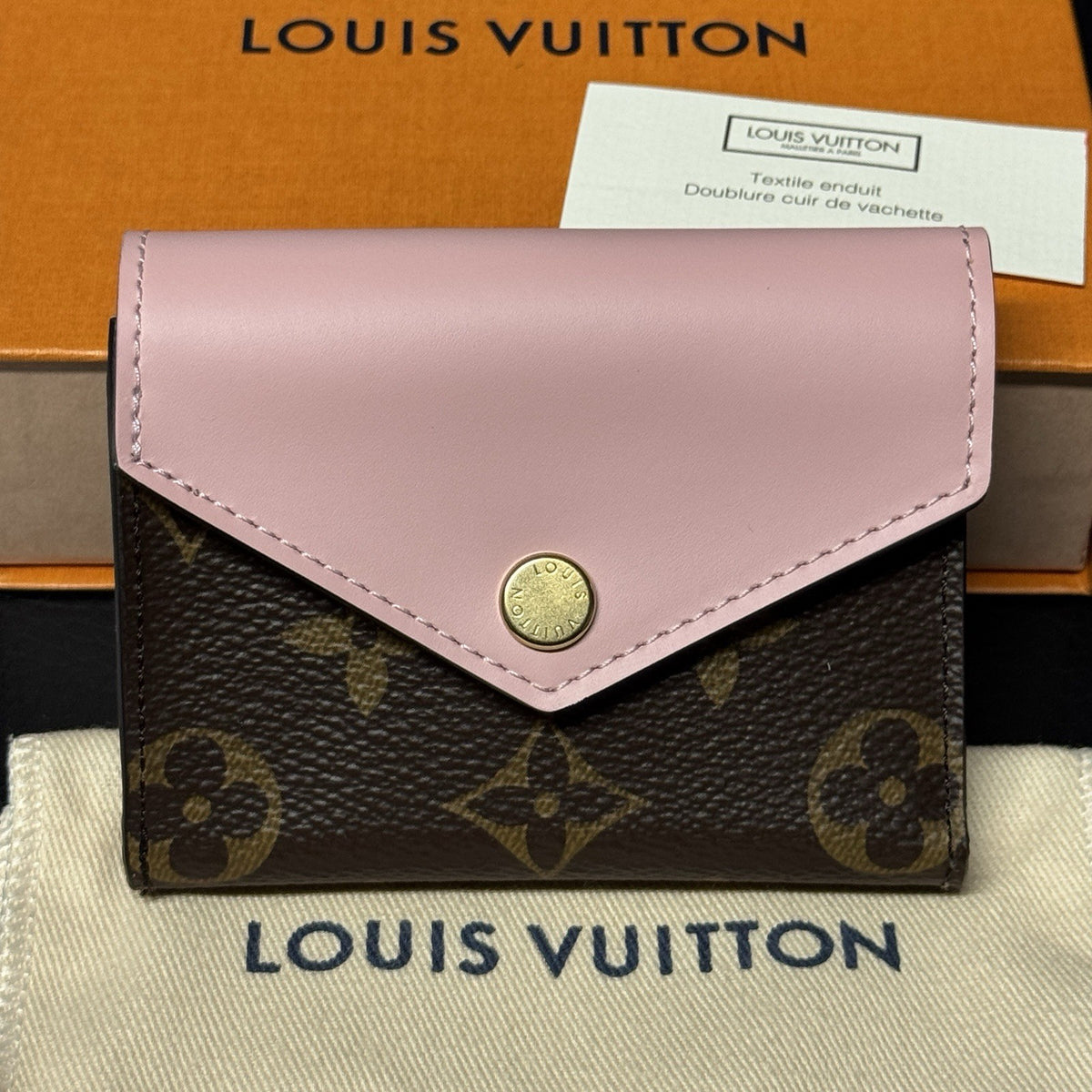 Louis Vuitton Zoé Geldbörse Portemonnaie Monogram & Rose Ballerine wie NEU
