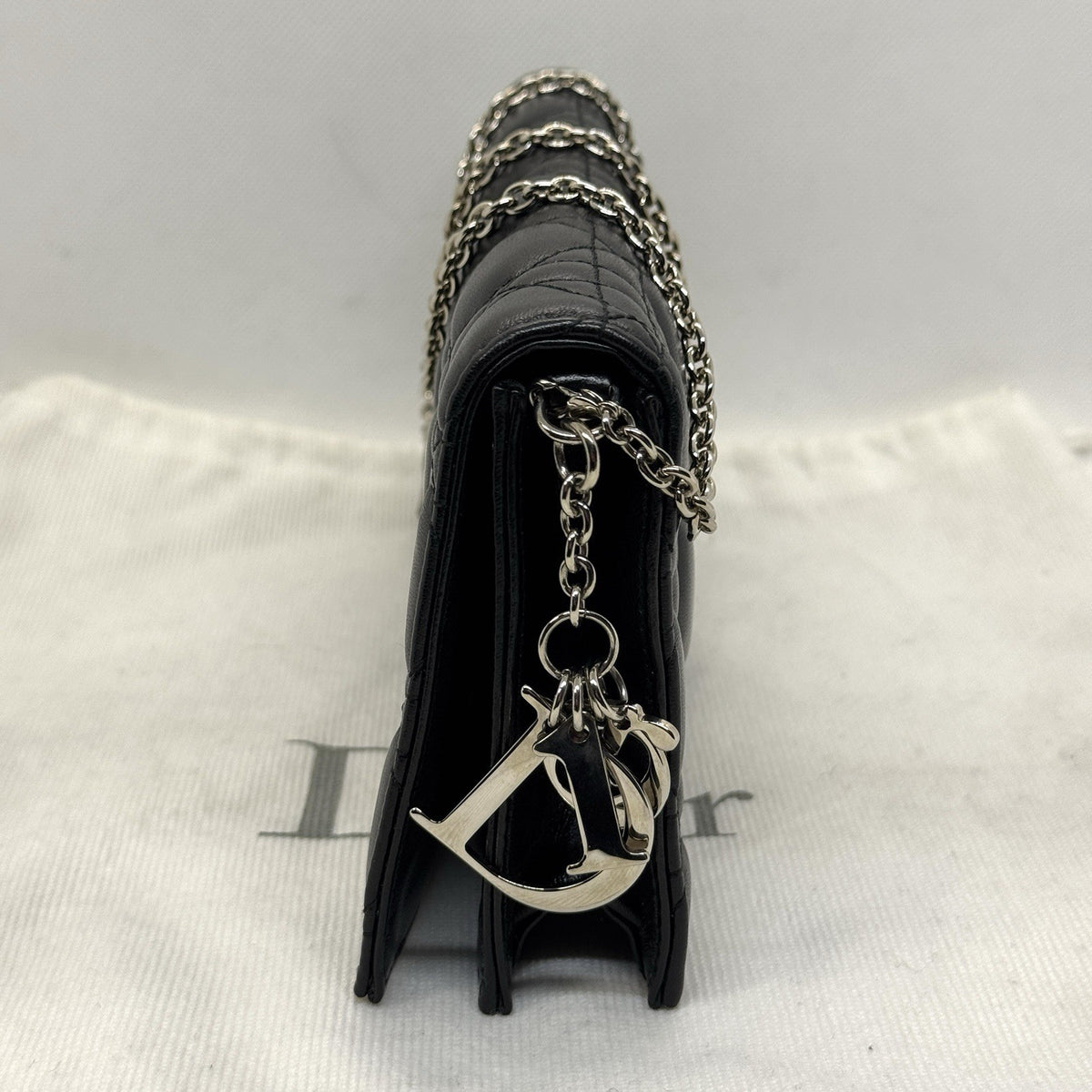 Dior Lady Pouch Clutch Umhängetasche Abend Täschchen Lammleder Schwarz