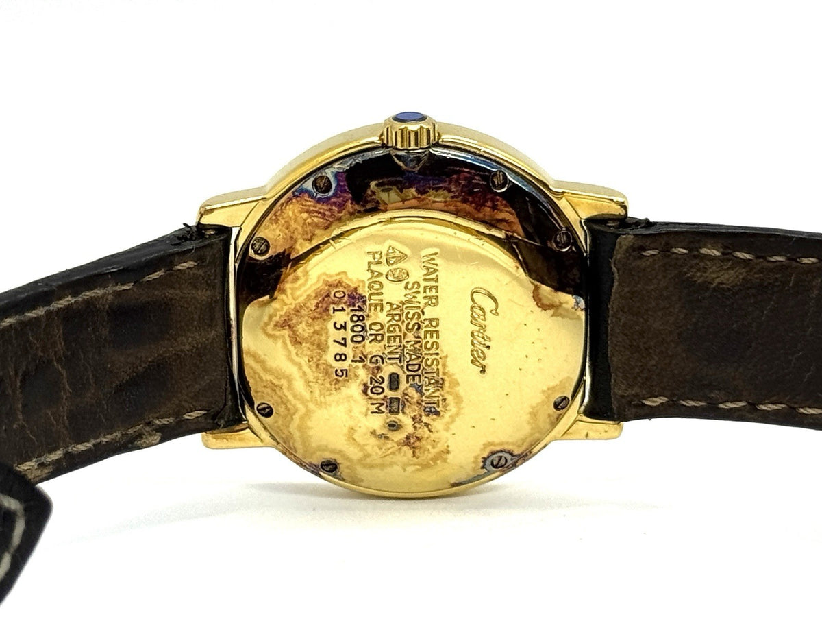 Cartier Ronde Medium 32mm Ref. 18001 Quarz Damenuhr Edelstahl Goldplattiert