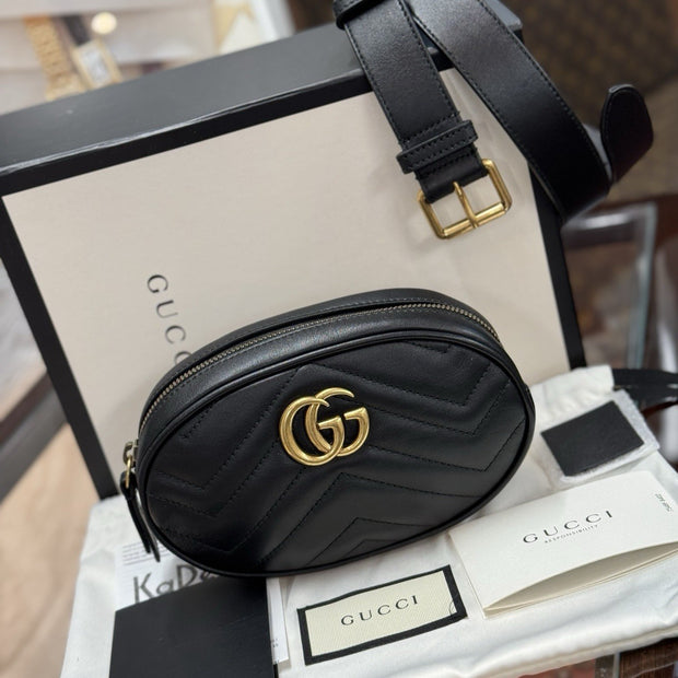 Gucci GG Marmont Gürteltasche Bumbag Leder Schwarz/Gold 476434