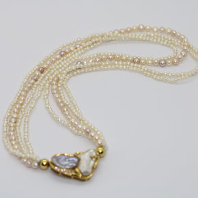 Perlencollier 585er Goldverschluss mit Süßwasserperlen & 11 Brillanten 0,10CT