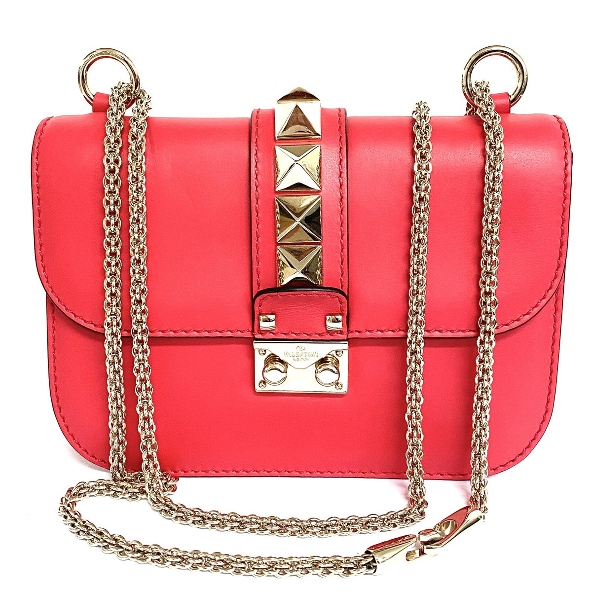 Valentino Garavani Glam Rock kleine Umhängetasche rosa/gold Rockstud