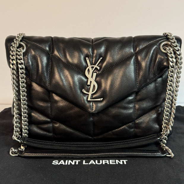 Saint Laurent Schultertasche Puffer Loulou Medium Schwarz Top Zustand