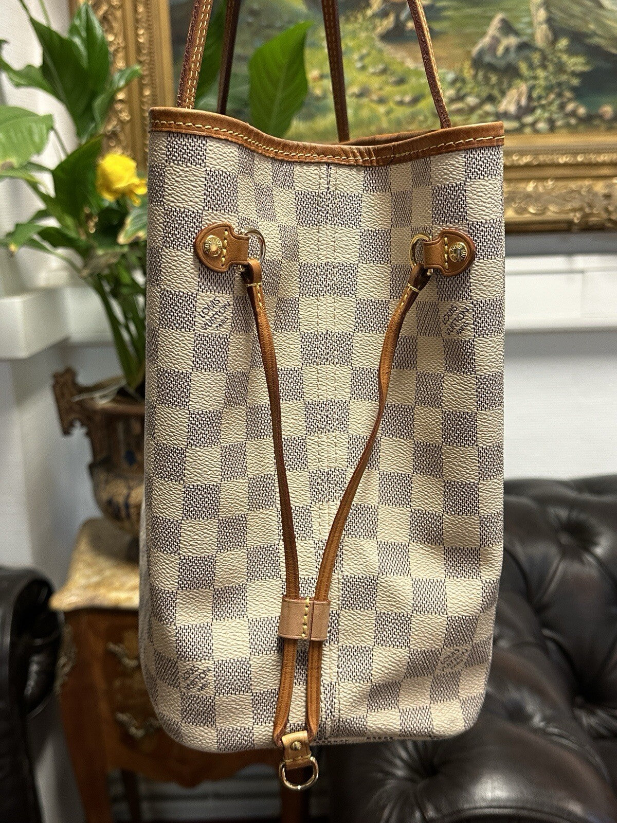 Louis Vuitton Neverfull MM + Pochette Damier Azur 2019 Shopper