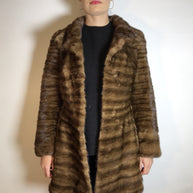 Lange Nerzjacke naturbraun Querschnitt, Exklusiv vom Kürschner Gr. 34/36 Damen