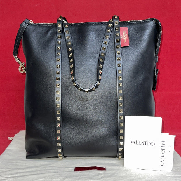 Valentino Garavani Rockstud Double Handle Bag Schwarz Damen Handtasche Shopper