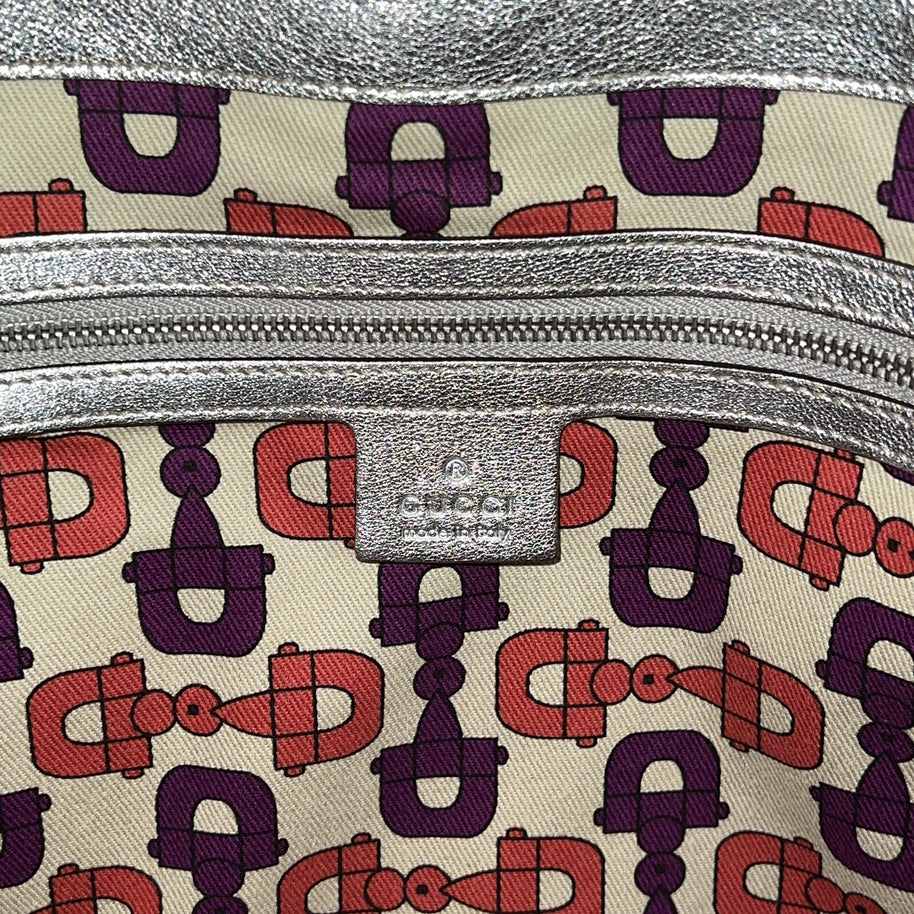 Gucci Guccissima Britt Silver Tote bag Damen Handtasche Silber Leder 162094