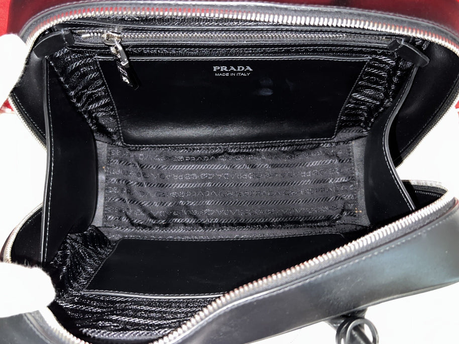 Prada 1BB049 City Calf Damen Umhängetasche Schwarz/Pink